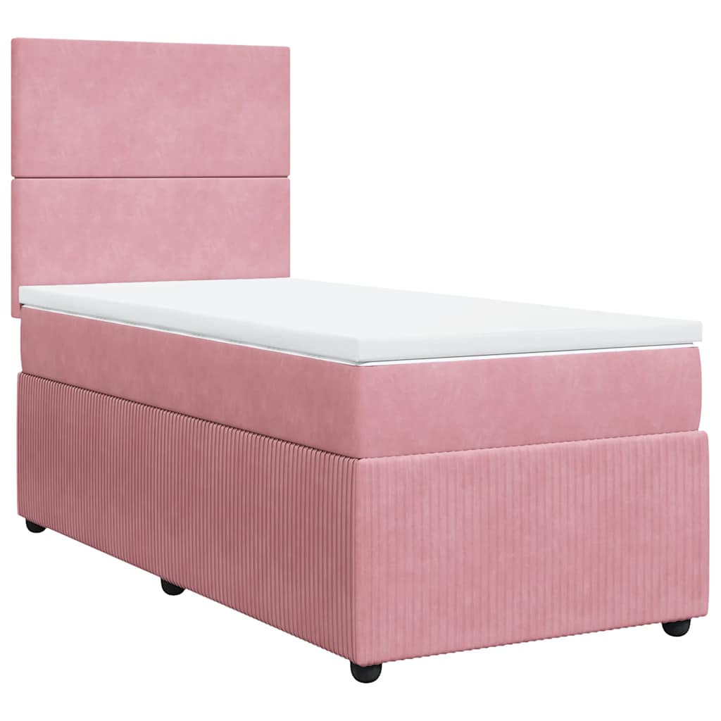 vidaXL Box spring postel s matrací růžová 90x190 cm samet