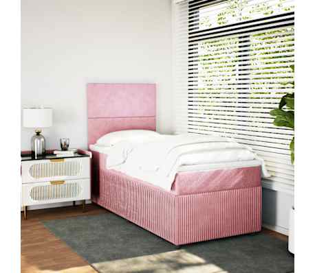 vidaXL &Kappa;&rho;&epsilon;&beta;ά&tau;&iota; Boxspring &mu;&epsilon; &Sigma;&tau;&rho;ώ&mu;&alpha; &Rho;&omicron;&zeta; 90x190 &epsilon;&kappa;. &Beta;&epsilon;&lambda;&omicron;ύ&delta;&iota;&nu;&omicron;