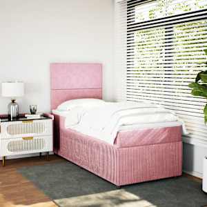 Box spring postel s matrací růžová 90x190 cm samet - obrázek 3