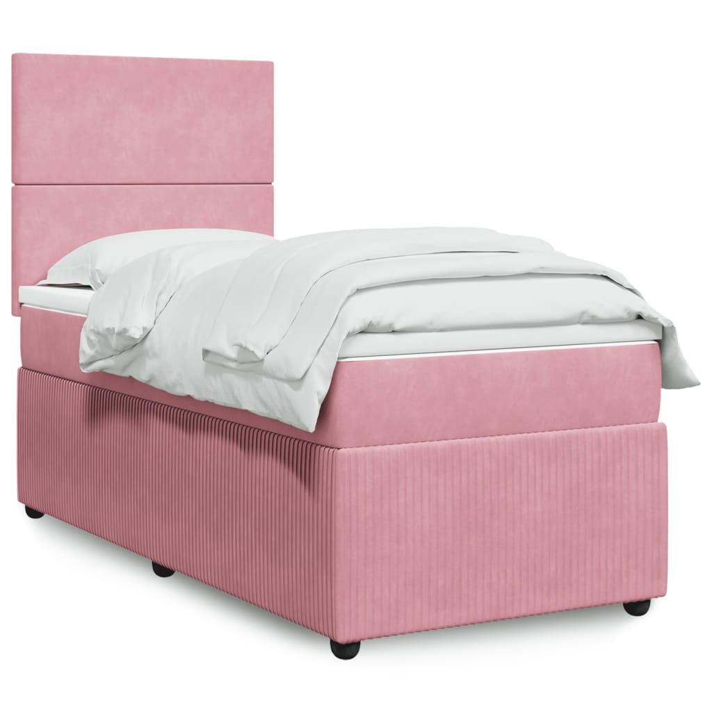 Boxspringbett mit Matratze Rosa 90×190 cm Samt