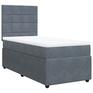 Box spring postel s matrací tmavě šedá 90x190 cm samet - obrázek 2