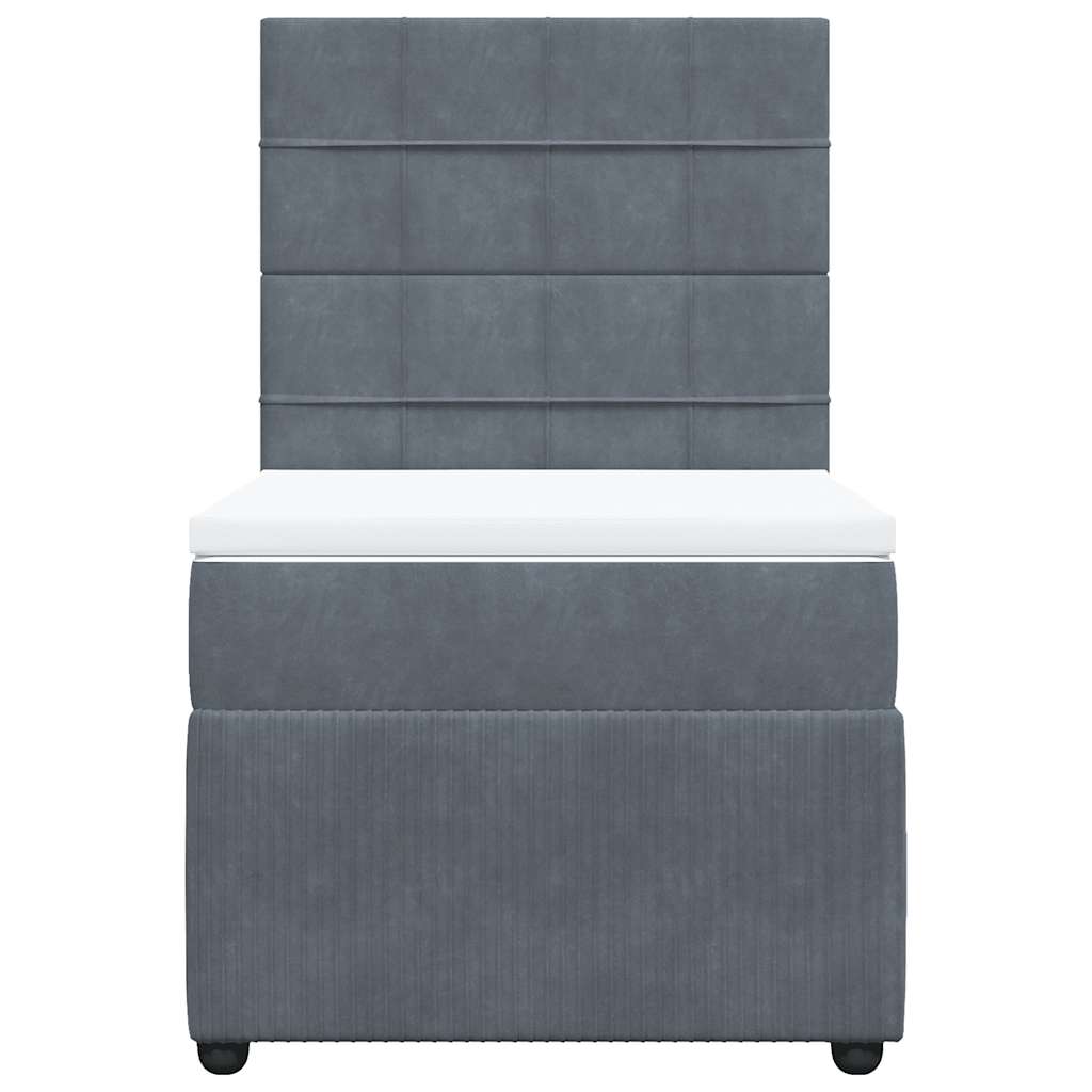 vidaXL Boxspring met matras fluweel donkergrijs 90x190 cm grijs, foto 4