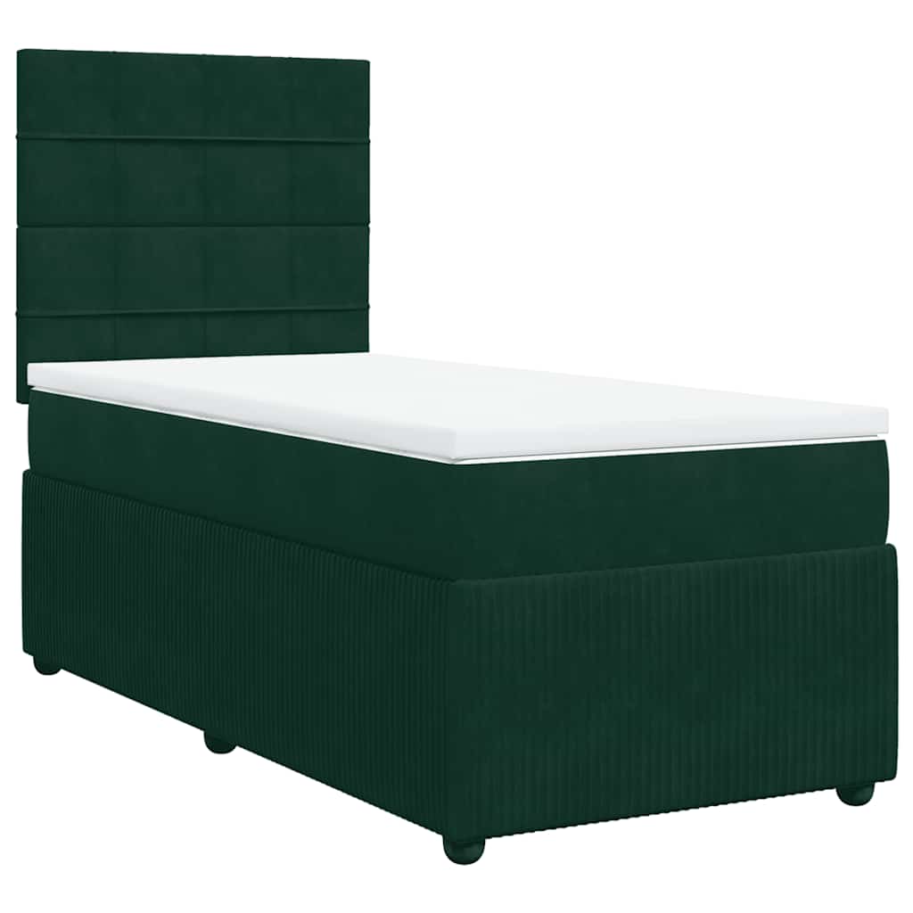 Thumbnail - vidaXL Boxspringbett mit Matratze Dunkelgrün 90x190 cm Samt