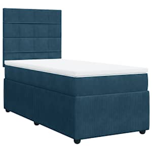 Box spring postel s matrací tmavě modrá 90x190 cm samet - obrázek 2