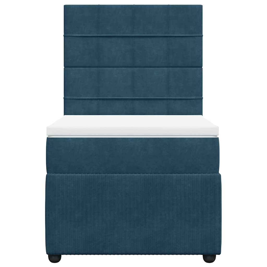 vidaXL Boxspring met matras fluweel donkerblauw 90x190 cm blauw, foto 4