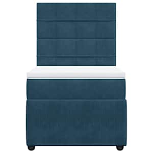 Box spring postel s matrací tmavě modrá 90x190 cm samet - obrázek 4