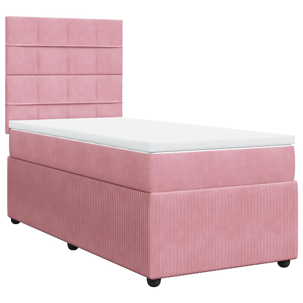 vidaXL Box spring postel s matrací růžová 90x190 cm samet