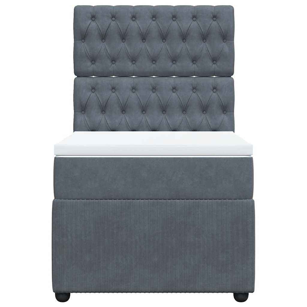 vidaXL Boxspring met matras fluweel donkergrijs 90x190 cm grijs, foto 4