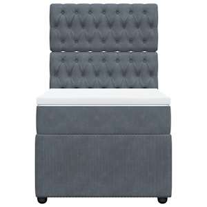 Box spring postel s matrací tmavě šedá 90x190 cm samet - obrázek 4