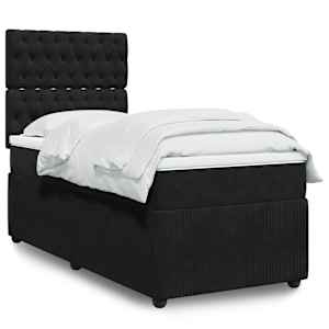 Box spring postel s matrací černá 90x190 cm samet - obrázek 1