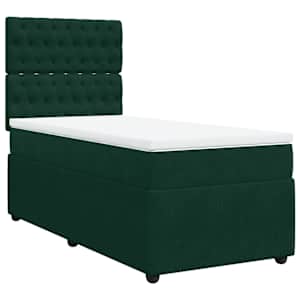 Box spring postel s matrací tmavě zelená 90x190 cm samet - obrázek 2
