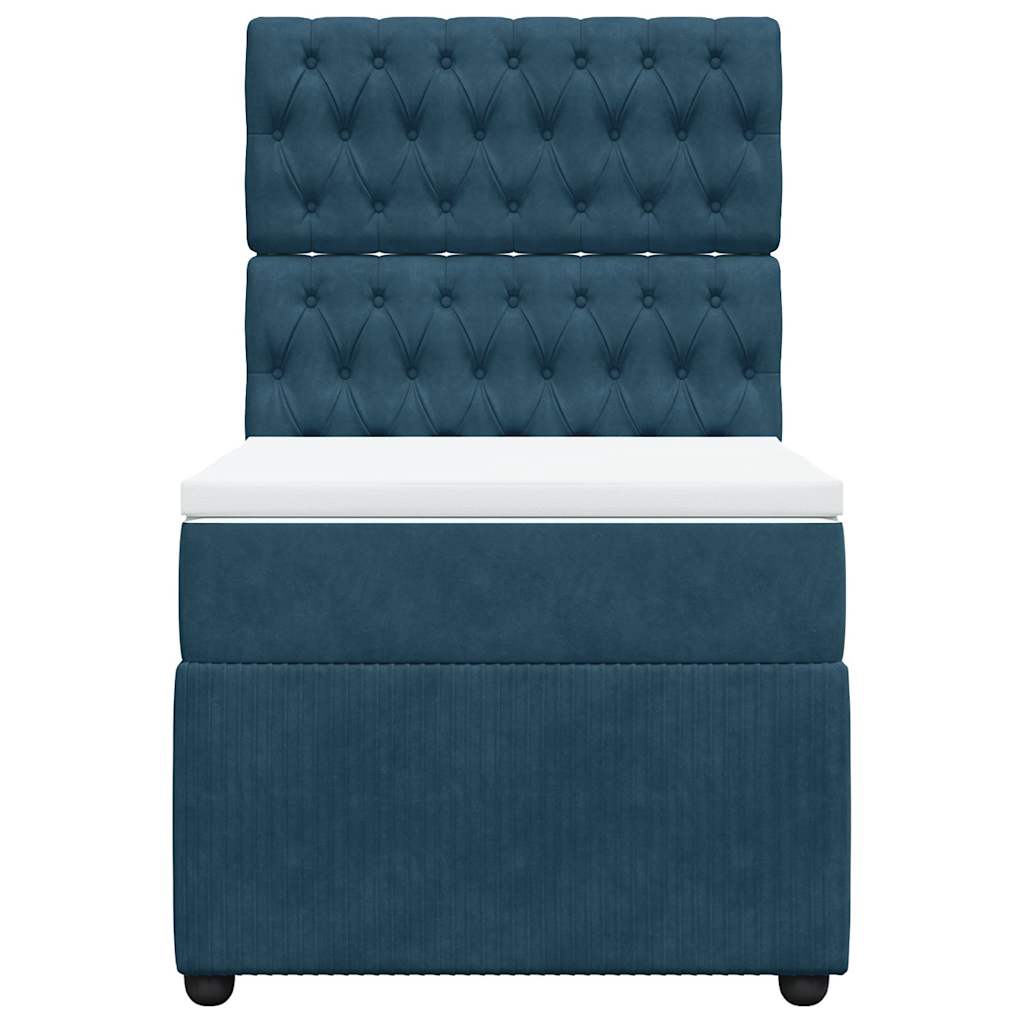 vidaXL Boxspring met matras fluweel donkerblauw 90x190 cm blauw, foto 4