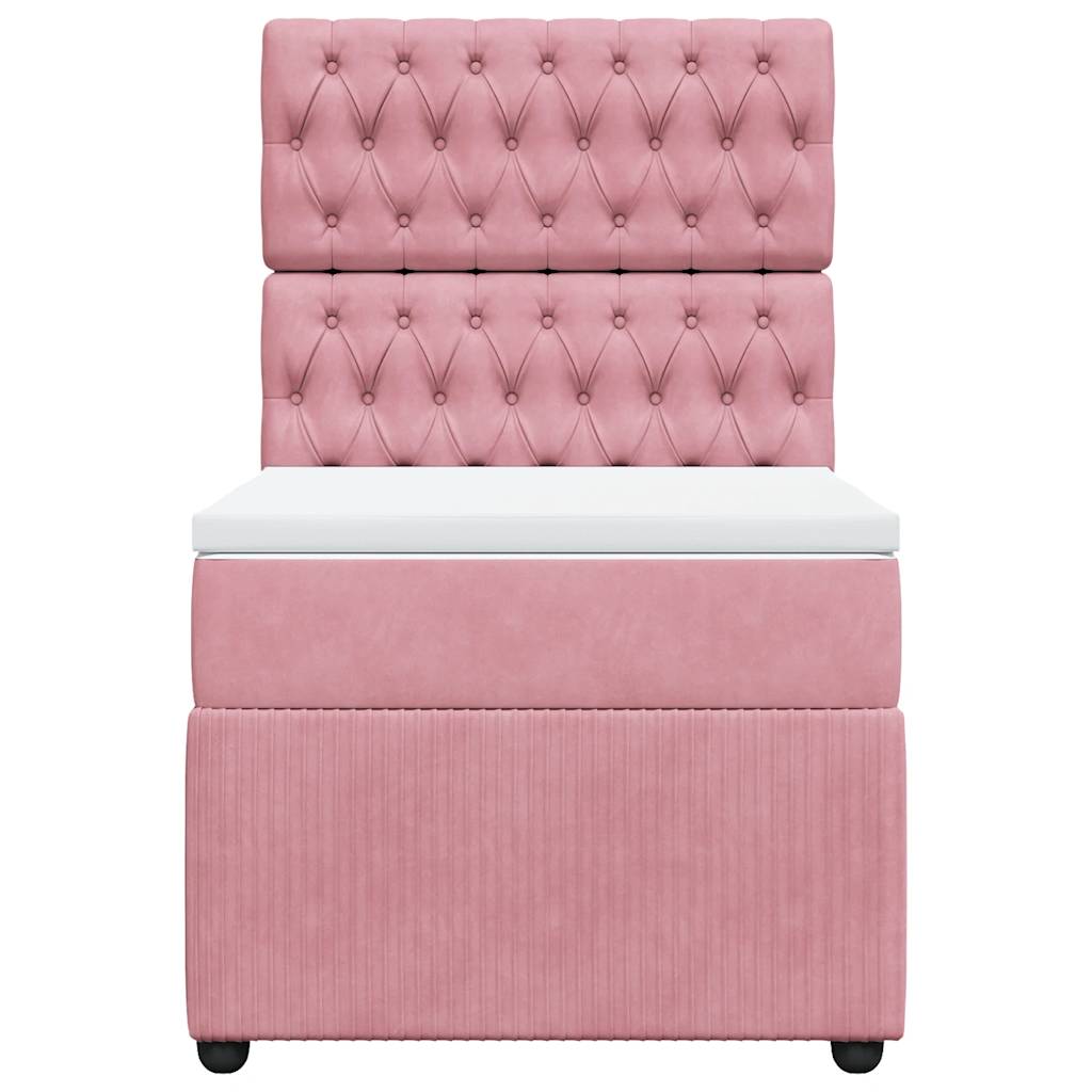 vidaXL Boxspring met matras fluweel roze 90x190 cm, foto 4