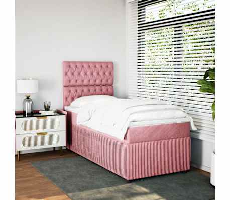 vidaXL &Kappa;&rho;&epsilon;&beta;ά&tau;&iota; Boxspring &mu;&epsilon; &Sigma;&tau;&rho;ώ&mu;&alpha; &Rho;&omicron;&zeta; 90x190 &epsilon;&kappa;. &Beta;&epsilon;&lambda;&omicron;ύ&delta;&iota;&nu;&omicron;