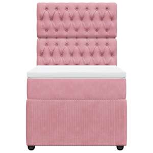 Box spring postel s matrací růžová 90x190 cm samet - obrázek 4