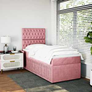 vidaXL &Kappa;&rho;&epsilon;&beta;ά&tau;&iota; Boxspring &mu;&epsilon; &Sigma;&tau;&rho;ώ&mu;&alpha; &Rho;&omicron;&zeta; 90x190 &epsilon;&kappa;. &Beta;&epsilon;&lambda;&omicron;ύ&delta;&iota;&nu;&omicron;