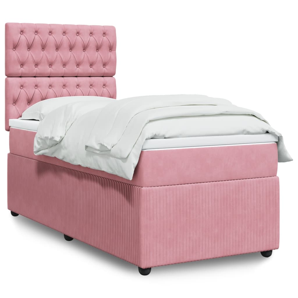 Boxspringbett mit Matratze Rosa 90×190 cm Samt