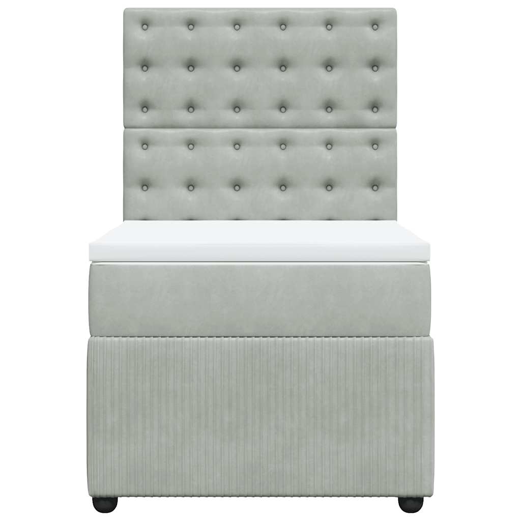 vidaXL Boxspring met matras fluweel lichtgrijs 90x190 cm grijs, foto 4