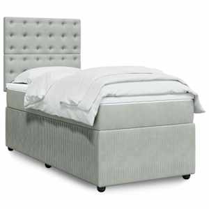 Box spring postel s matrací světle šedá 90x190 cm samet - obrázek 1