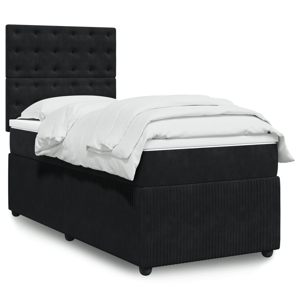 Boxspringbett mit Matratze Schwarz 90×190 cm Samt