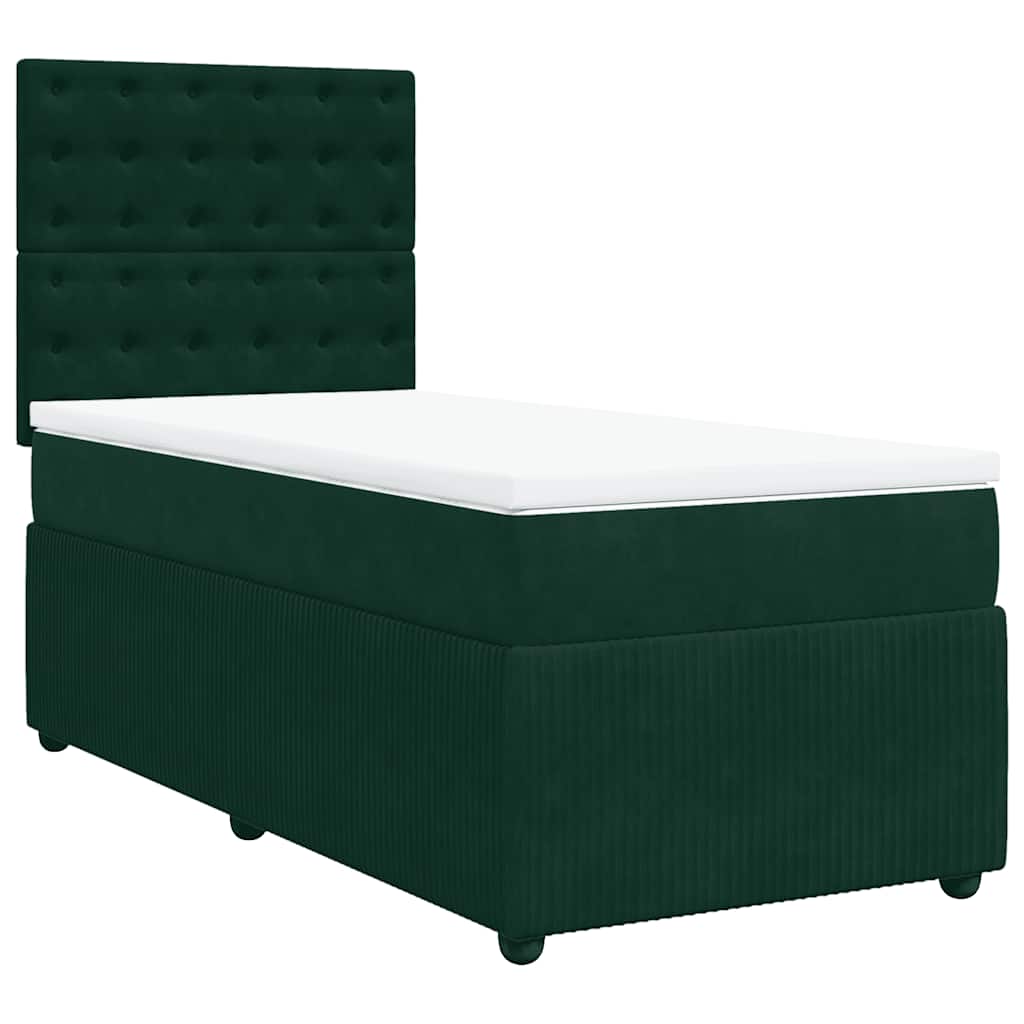 Thumbnail - vidaXL Boxspringbett mit Matratze Dunkelgrün 90x190 cm Samt