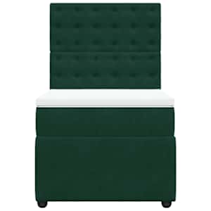 Box spring postel s matrací tmavě zelená 90x190 cm samet - obrázek 4