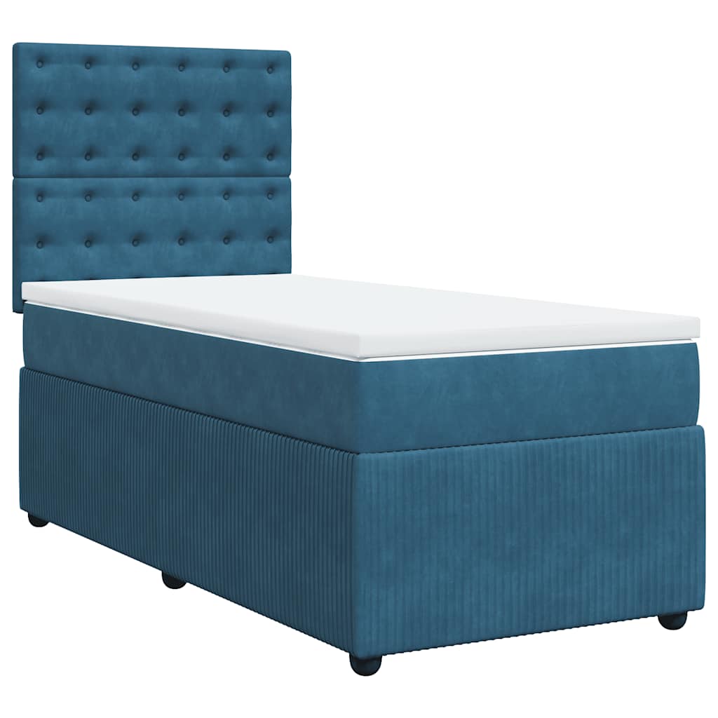 Thumbnail - vidaXL Boxspringbett mit Matratze Dunkelblau 90x190 cm Samt