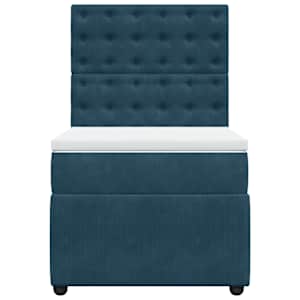 Box spring postel s matrací tmavě modrá 90x190 cm samet - obrázek 4