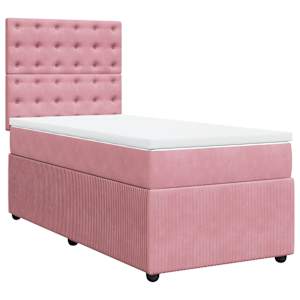 Box spring postel s matrací růžová 90x190 cm samet - obrázek 2