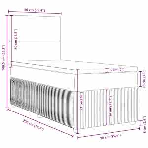 Box spring postel s matrací světle šedá 90x200 cm samet - obrázek 13