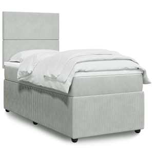 Box spring postel s matrací světle šedá 90x200 cm samet - obrázek 1