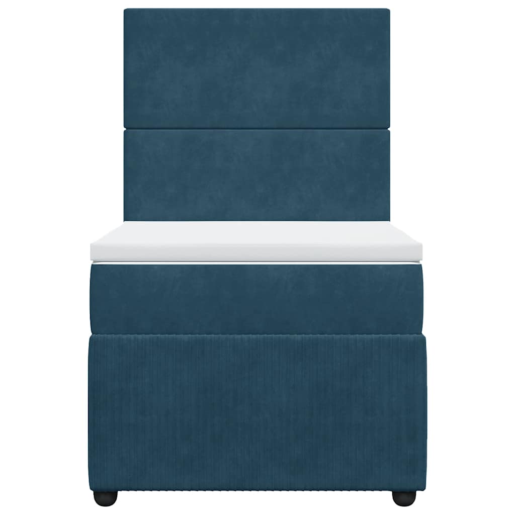 vidaXL Boxspring met matras fluweel donkerblauw 90x200 cm blauw, foto 4
