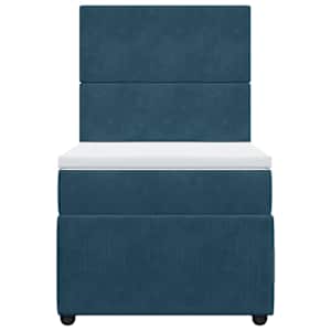 Box spring postel s matrací tmavě modrá 90x200 cm samet - obrázek 4