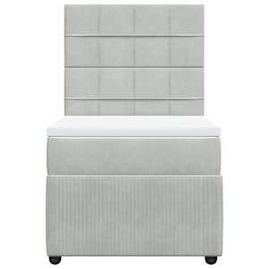 Box spring postel s matrací světle šedá 90x200 cm samet - obrázek 4