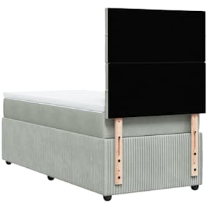 Box spring postel s matrací světle šedá 90x200 cm samet - obrázek 6