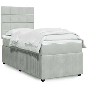 Box spring postel s matrací světle šedá 90x200 cm samet - obrázek 1