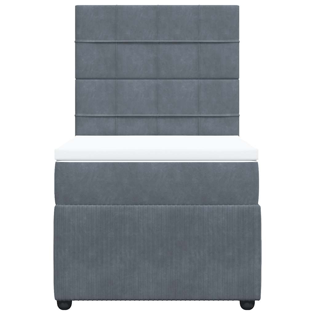 vidaXL Boxspring met matras fluweel donkergrijs 90x200 cm grijs, foto 4