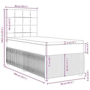 Box spring postel s matrací tmavě modrá 90x200 cm samet - obrázek 13