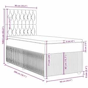 Box spring postel s matrací světle šedá 90x200 cm samet - obrázek 13