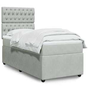 Box spring postel s matrací světle šedá 90x200 cm samet - obrázek 1