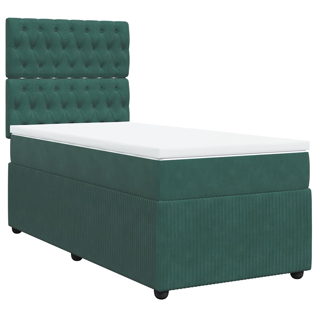 Thumbnail - vidaXL Boxspringbett mit Matratze Dunkelgrün 90x200 cm Samt