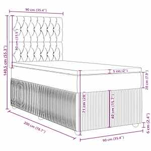 Box spring postel s matrací tmavě modrá 90x200 cm samet - obrázek 13