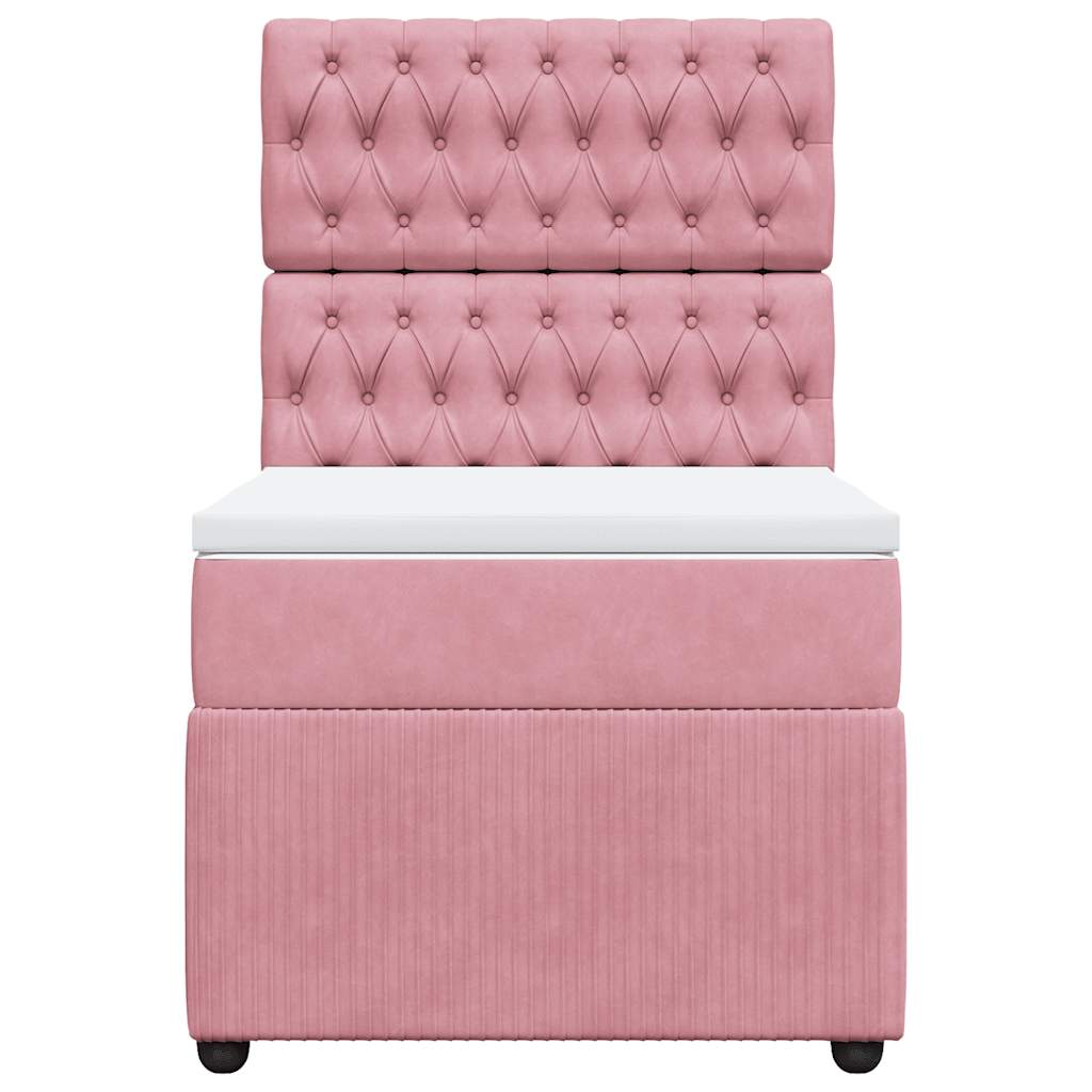 vidaXL Boxspring met matras fluweel roze 90x200 cm, foto 4