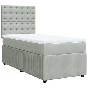 Box spring postel s matrací světle šedá 90x200 cm samet - obrázek 2