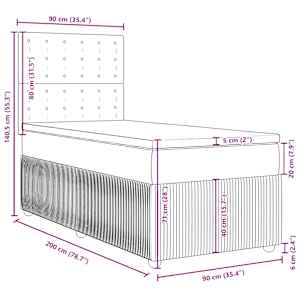 Box spring postel s matrací světle šedá 90x200 cm samet - obrázek 13