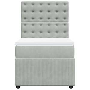 Box spring postel s matrací světle šedá 90x200 cm samet - obrázek 4