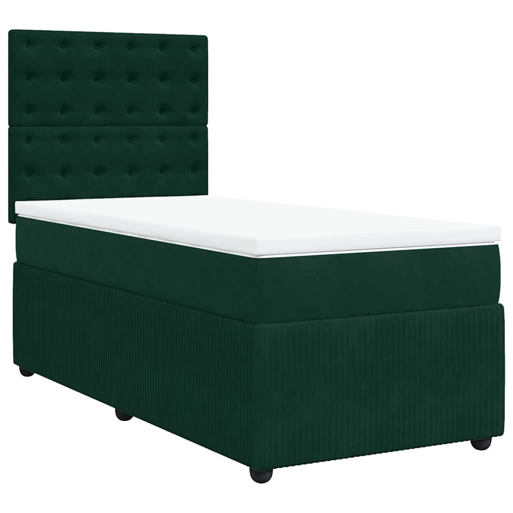 vidaXL Boxspring met matras fluweel donkergroen 90x200 cm groen, foto 3