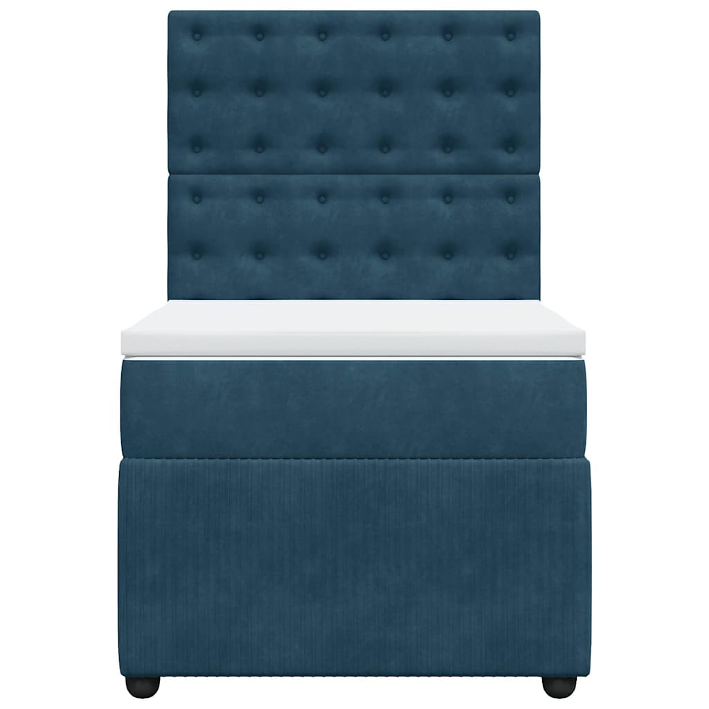 vidaXL Boxspring met matras fluweel donkerblauw 90x200 cm blauw, foto 4