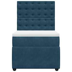 Box spring postel s matrací tmavě modrá 90x200 cm samet - obrázek 4