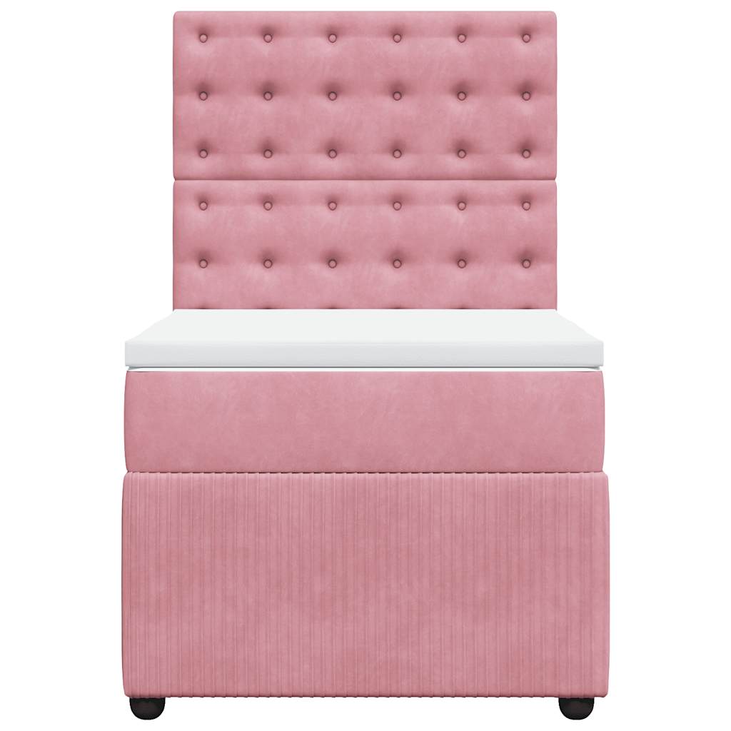 vidaXL Boxspring met matras fluweel roze 90x200 cm, foto 4